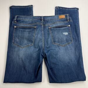 Judy Blue Straight Fit Dark Wash Light Distress Jeans JB8277 31" Inseam Size 32